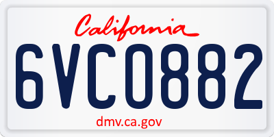 CA license plate 6VCO882