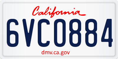 CA license plate 6VCO884
