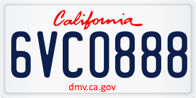 CA license plate 6VCO888