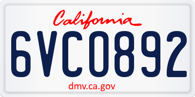CA license plate 6VCO892