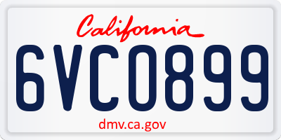 CA license plate 6VCO899