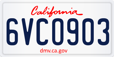 CA license plate 6VCO903