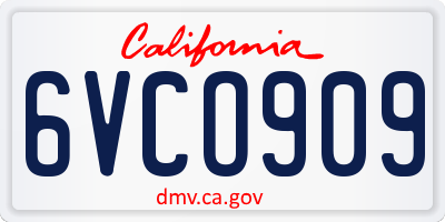 CA license plate 6VCO909