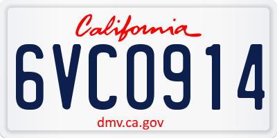 CA license plate 6VCO914
