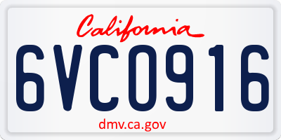 CA license plate 6VCO916