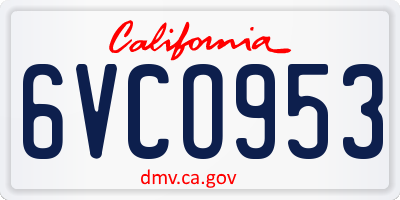 CA license plate 6VCO953