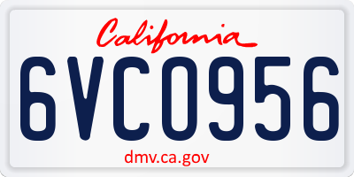CA license plate 6VCO956