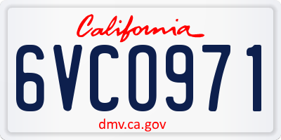 CA license plate 6VCO971