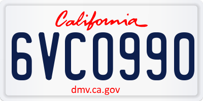 CA license plate 6VCO990