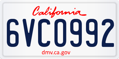 CA license plate 6VCO992