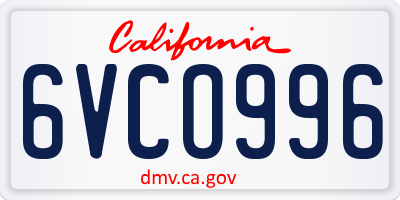 CA license plate 6VCO996