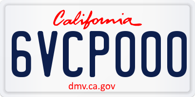 CA license plate 6VCP000