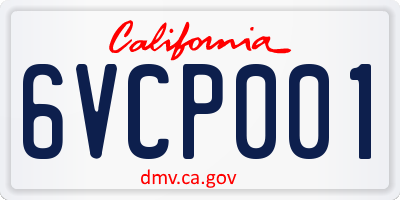 CA license plate 6VCP001