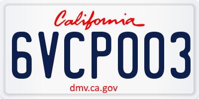 CA license plate 6VCP003