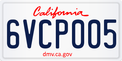 CA license plate 6VCP005