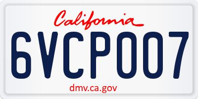 CA license plate 6VCP007