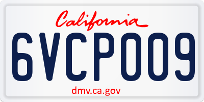 CA license plate 6VCP009