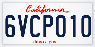 CA license plate 6VCP010