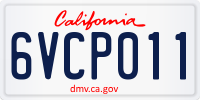CA license plate 6VCP011