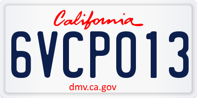 CA license plate 6VCP013