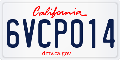 CA license plate 6VCP014