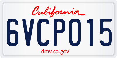CA license plate 6VCP015