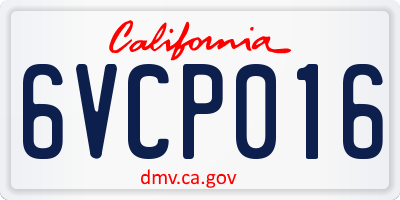 CA license plate 6VCP016