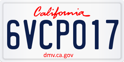CA license plate 6VCP017