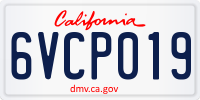 CA license plate 6VCP019