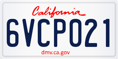CA license plate 6VCP021