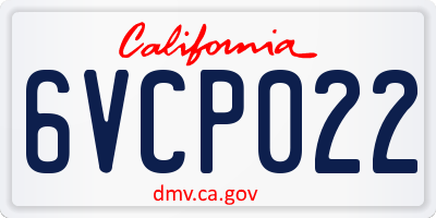 CA license plate 6VCP022