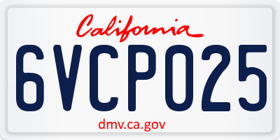 CA license plate 6VCP025