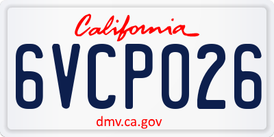 CA license plate 6VCP026