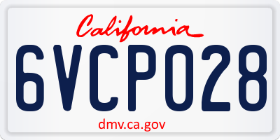 CA license plate 6VCP028