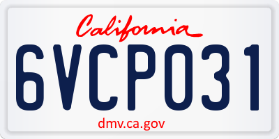 CA license plate 6VCP031