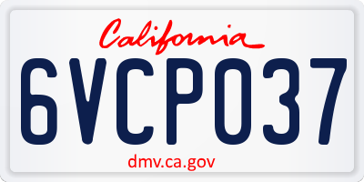 CA license plate 6VCP037