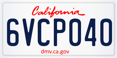 CA license plate 6VCP040