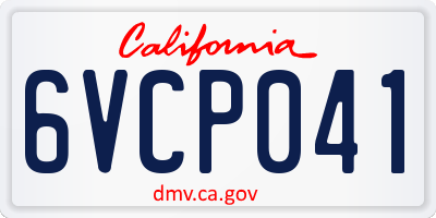 CA license plate 6VCP041