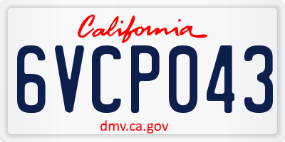 CA license plate 6VCP043