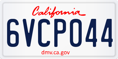 CA license plate 6VCP044