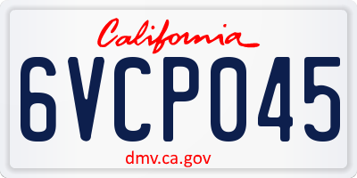 CA license plate 6VCP045