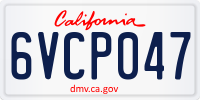 CA license plate 6VCP047