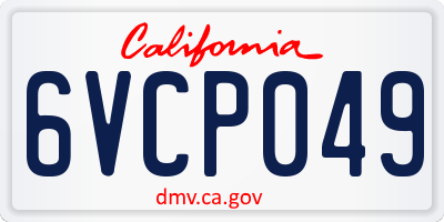 CA license plate 6VCP049