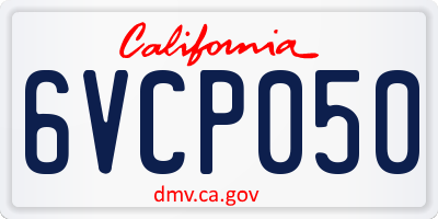 CA license plate 6VCP050