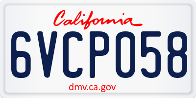 CA license plate 6VCP058