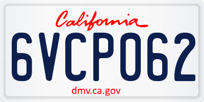 CA license plate 6VCP062