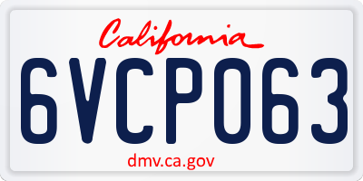 CA license plate 6VCP063