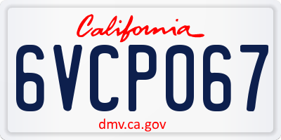 CA license plate 6VCP067