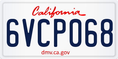 CA license plate 6VCP068