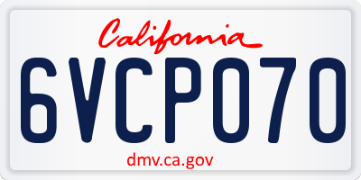 CA license plate 6VCP070